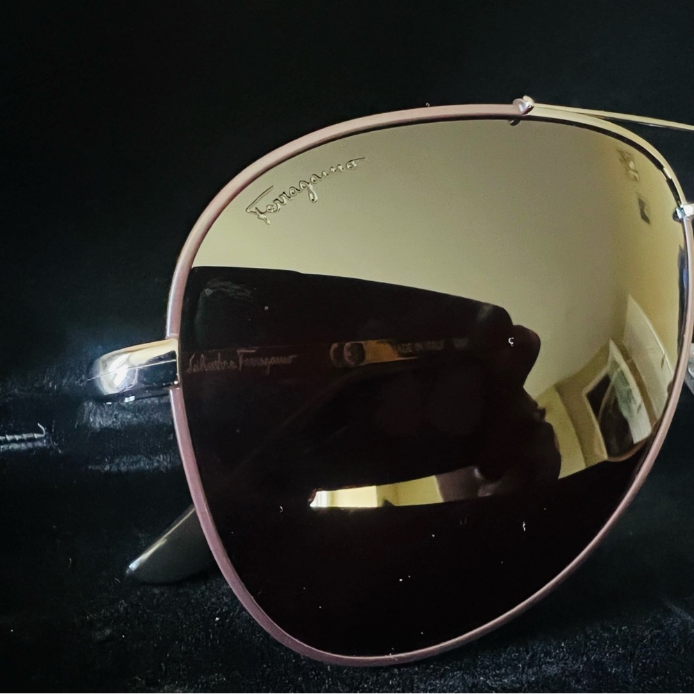 Salvatore Ferragamo Classic Black Aviator Sunglasses